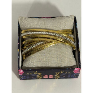 Nakamol Chicago Gold & Silver Beaded Wrap Bracelet Metallic Magnetic Closure